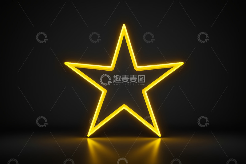 高清大图下载【趣麦麦图】黄色发光霓虹灯五角星
