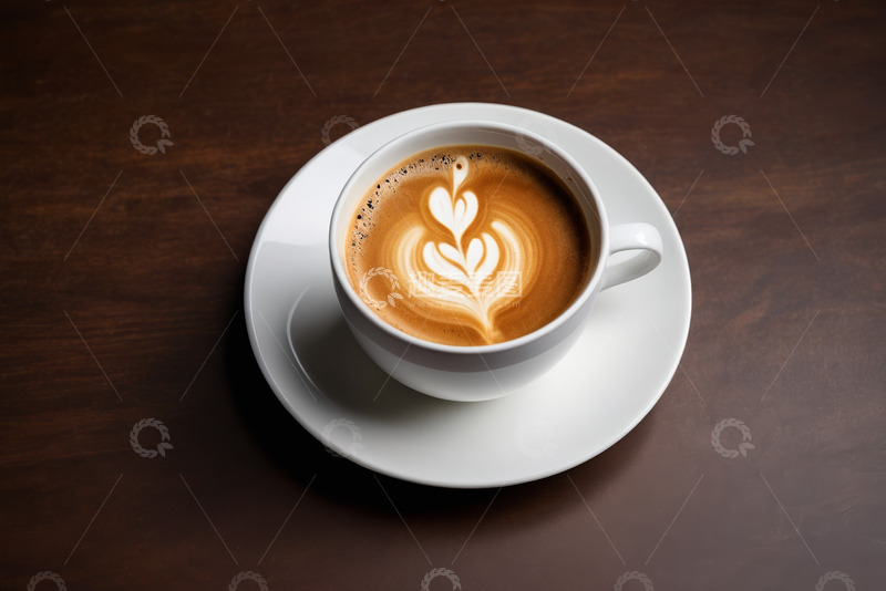 高清大图下载【趣麦麦图】桌上白色杯装拉花咖啡