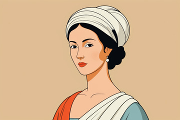 戴头巾女性肖像