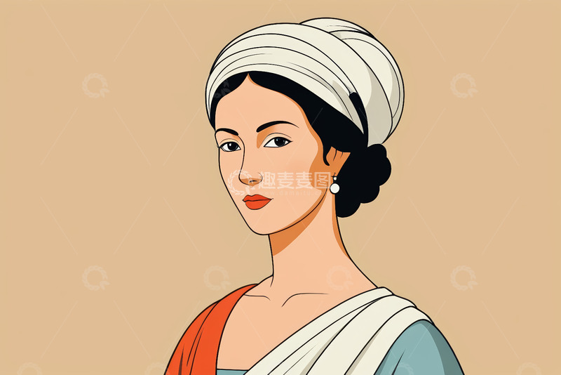 高清大图下载【趣麦麦图】戴头巾女性肖像