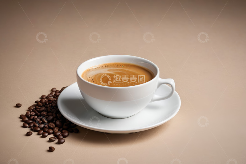 高清大图下载【趣麦麦图】白色杯碟装着的热咖啡
