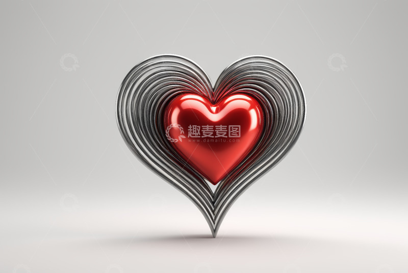 高清大图下载【趣麦麦图】红色心形立体装饰图案