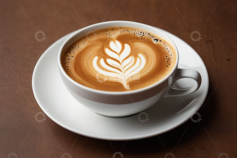 高清大图下载【趣麦麦图】白色杯中的拉花咖啡