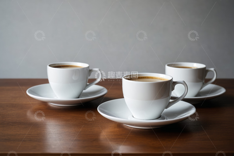高清大图下载【趣麦麦图】木质桌上的三杯咖啡