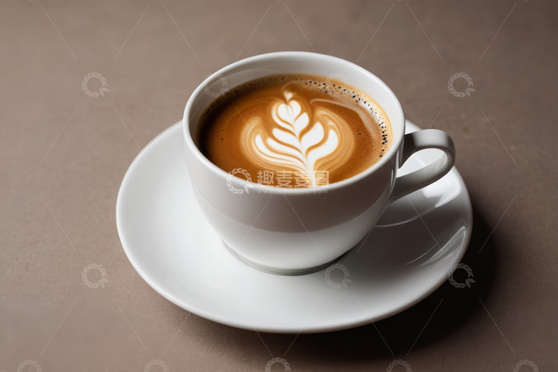 高清大图下载【趣麦麦图】白色杯装拉花咖啡特写
