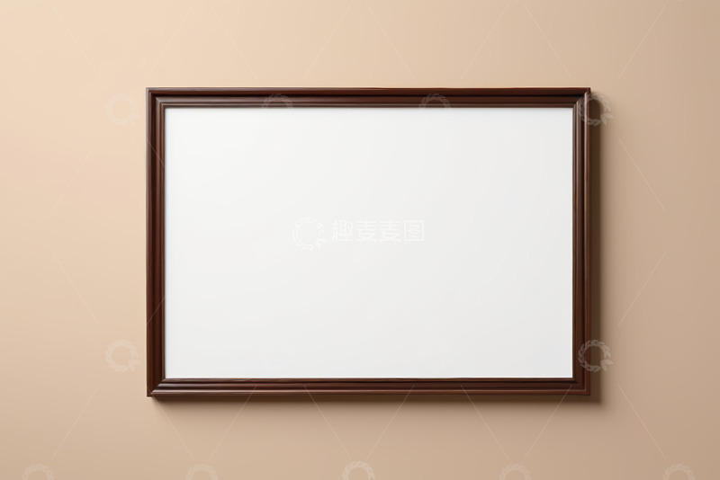 高清大图下载【趣麦麦图】棕色框架白色背景装饰画