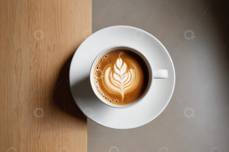 高清大图下载【趣麦麦图】木桌上的拉花咖啡