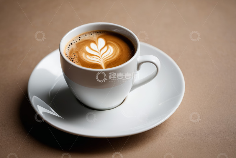 高清大图下载【趣麦麦图】白色咖啡杯中的拉花咖啡
