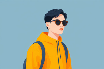 戴墨镜穿黄卫衣的男士插图