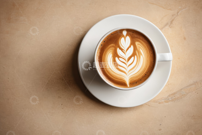 高清大图下载【趣麦麦图】白色杯碟中的拉花咖啡