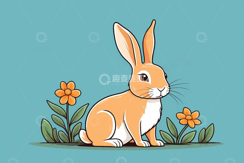 高清大图下载【趣麦麦图】卡通兔子插画