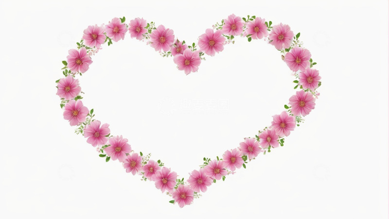 高清大图下载【趣麦麦图】粉色花朵组成的心形图案