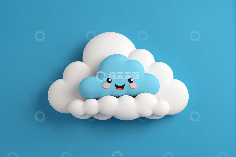 高清大图下载【趣麦麦图】卡通笑脸云朵图案素材