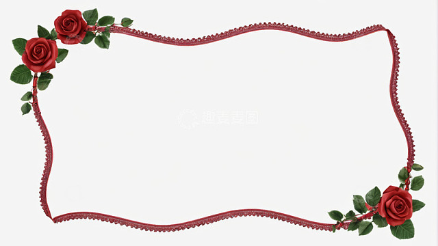 红玫瑰蕾丝边框素材