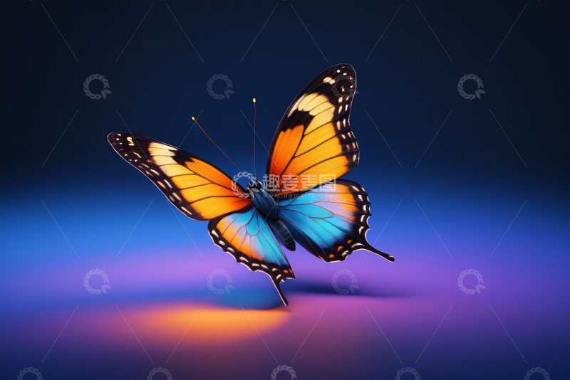 高清大图下载【趣麦麦图】彩色蝴蝶特写素材