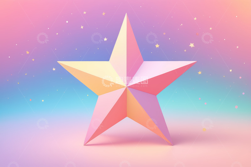 高清大图下载【趣麦麦图】彩色立体五角星背景