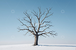 雪地上的光秃树木景象