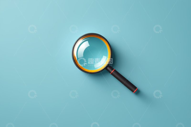 高清大图下载【趣麦麦图】蓝色背景上的放大镜
