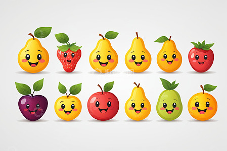 卡通水果微笑表情插画