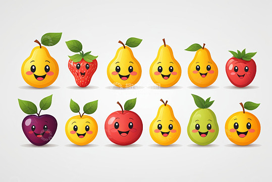 卡通水果微笑表情插画