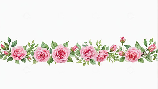粉色玫瑰花边装饰素材
