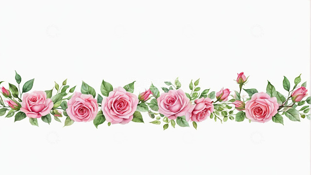粉色玫瑰花边装饰素材