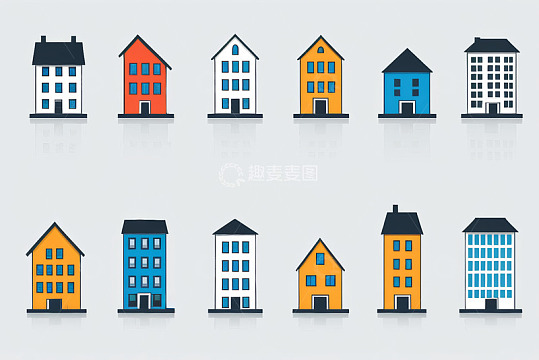 多样风格建筑房屋图标素材