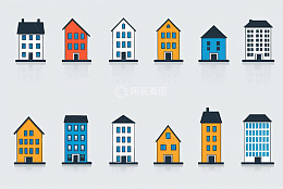 多样风格建筑房屋图标素材