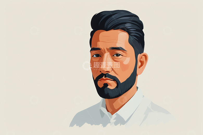 男性人物肖像插画