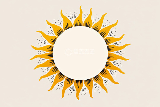 简约风格手绘太阳图案