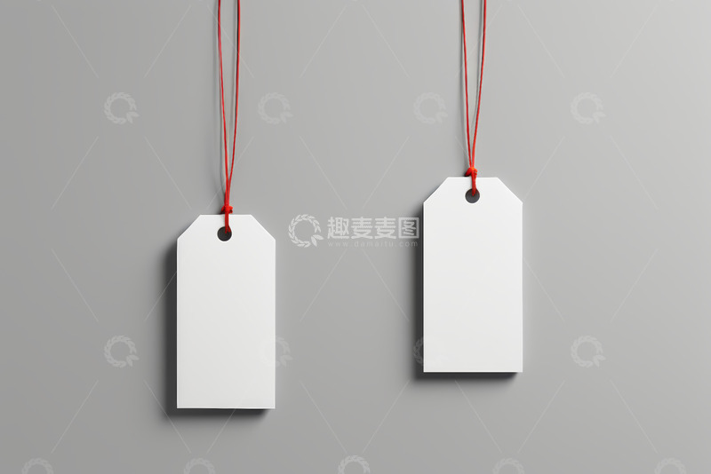 高清大图下载【趣麦麦图】-悬挂的空白白色标签设计素材