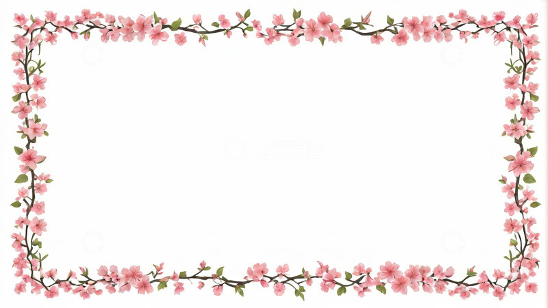 高清大图下载【趣麦麦图】粉色樱花花卉装饰框架