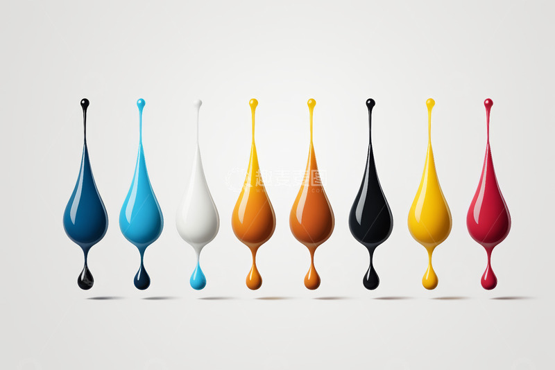 高清大图下载【趣麦麦图】彩色油漆液滴排列展示
