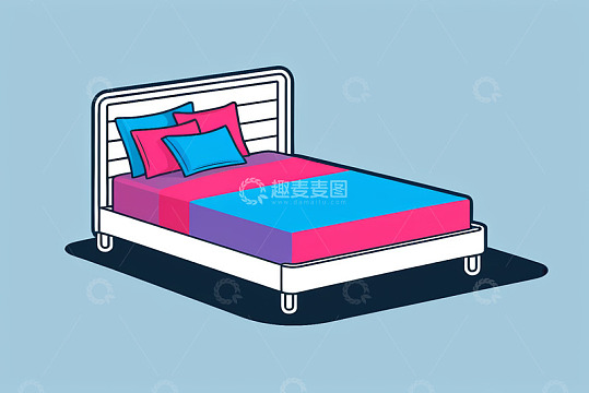 现代风格插图床设计素材