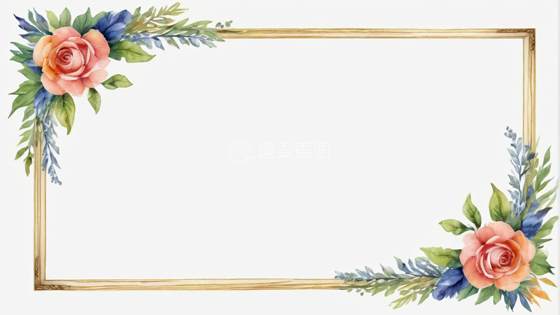 高清大图下载【趣麦麦图】金色花卉装饰框架素材