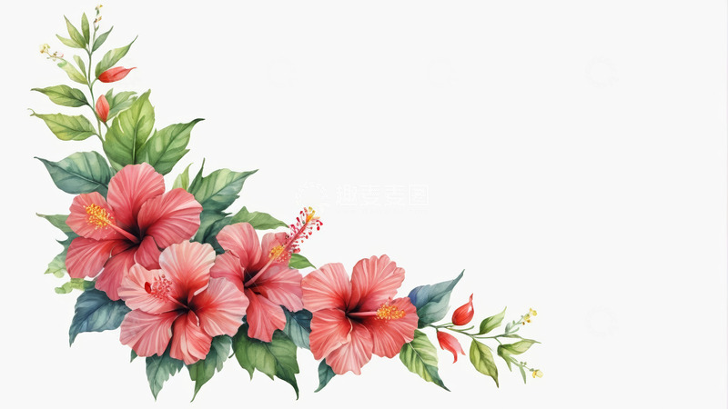 高清大图下载【趣麦麦图】粉色花卉装饰插画