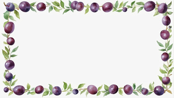紫色果实绿叶装饰边框