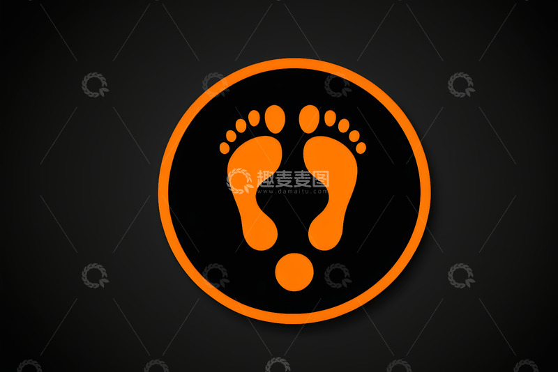 高清大图下载【趣麦麦图】橙色脚印标识图标