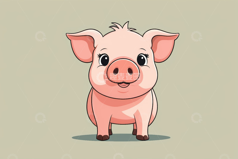 高清大图下载【趣麦麦图】卡通小猪正面形象素材
