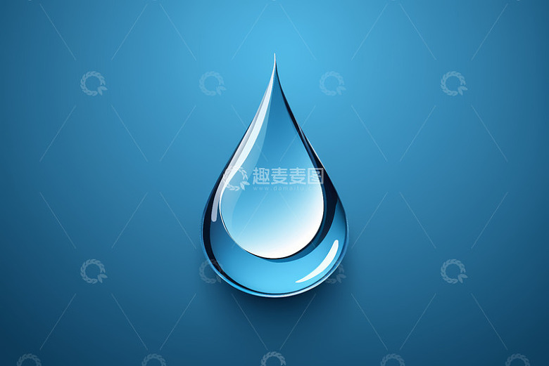 蓝色背景上的水滴素材