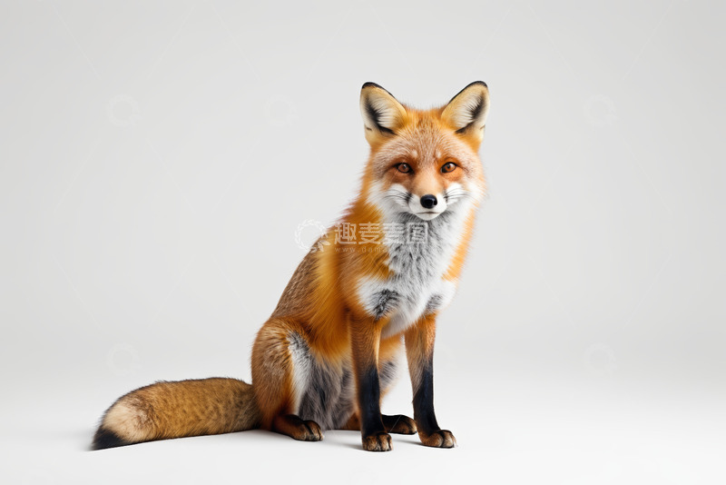 高清大图下载【趣麦麦图】坐立的红狐狸特写