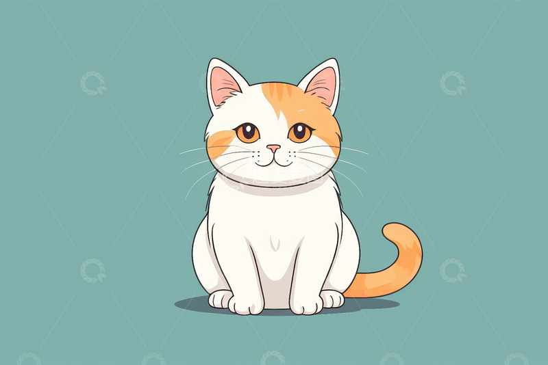 高清大图下载【趣麦麦图】卡通橘白猫咪坐立形象