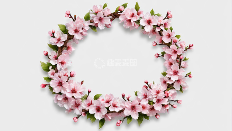 高清大图下载【趣麦麦图】粉色花朵花环装饰图