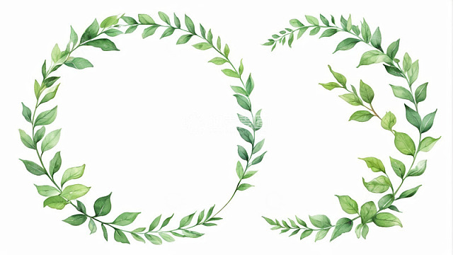 绿色植物叶环状装饰素材