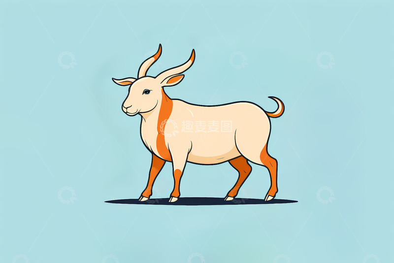 高清大图下载【趣麦麦图】卡通山羊插画