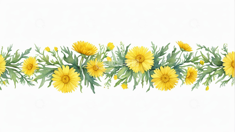 高清大图下载【趣麦麦图】黄色花朵植物花边素材
