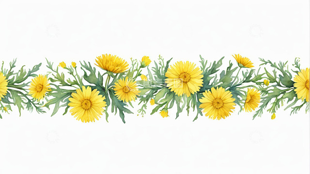 黄色花朵植物花边素材