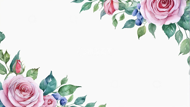 水彩风格玫瑰花装饰素材