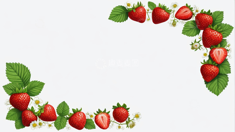 高清大图下载【趣麦麦图】草莓绿叶装饰素材