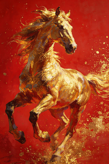 金马奔腾油画艺术画作